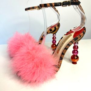 Sophia Webster Fluffy Pink Feather Heels Sandals 37 UK4 - Preloved