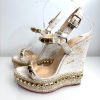 Christian Louboutin Cataclou White/Light Gold Wedge Sandals 36 UK3