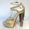 Christian Louboutin Gold Fringe Blake 140 Strappy Platform Sandals 37 UK4
