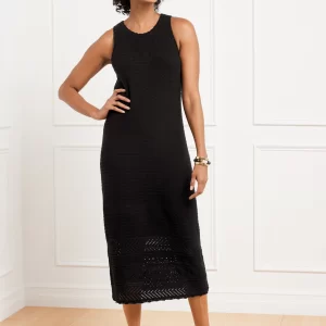 Crochet Pointelle Midi Dress