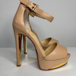 Christian Louboutin Tuctopen Nude Leather Platform Heels 37 UK4 - Preloved