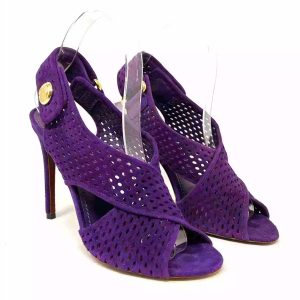 Louis Vuitton Purple Suede Perforated Open Toe Sandals 36.5 UK 3.5