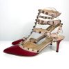 Valentino Garavani Rockstud 65 Caged Burgundy Leather Pumps 36 UK3