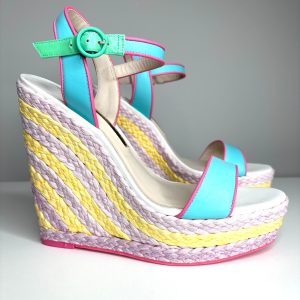 Sophia Webster Multicolour Lucita Raffia Wedge Sandals 40 UK7