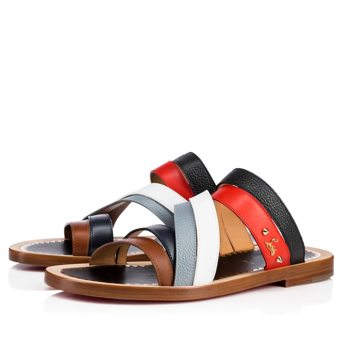 D9B1A16F-EC5F-45F4-B256-604BC1E5EBC3 Christian Louboutin Multicolor Leather Flat Sandals